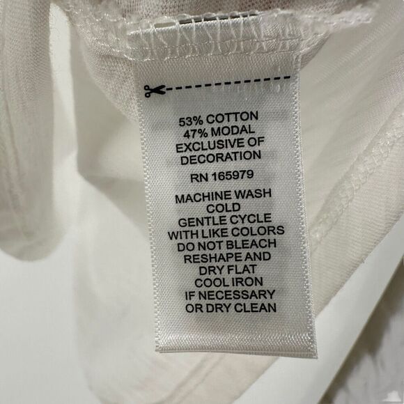 Crochet Pocket Tee White Size L Cupio Round Neck Short Sleeve Preppy Bohemian - Picture 5 of 7